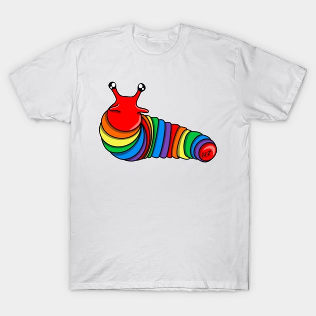 LGBTQ+ Rainbow Pride Fidget Slug T-Shirt by SentABearToSpace 